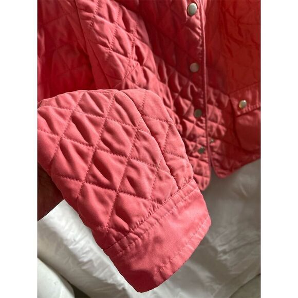 Ann Taylor LOFT Women's M Pink Quilted Snap-Up Mock Neck Jacket - Picture 4 of 5
